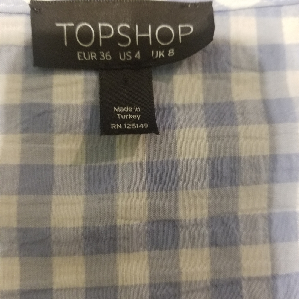 Topshop ruffles sleeve  plaid shirt - Picture 5 of 8